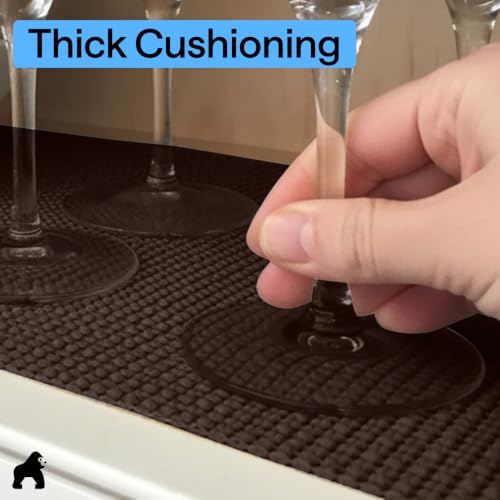GORILLA GRIP powerGRIP Drawer Shelf and Cabinet Liner, Thick Strong Hold, Non-Adhesive Liners Protect Kitchen Cabinets and Cupboard, Bathroom Drawers, Easy Install, Breathable Mat, 12" x10', Chocolate - color: Chocolate, size: 12" X 10', style: 12" x 10'