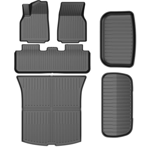 Pawtein 6-Piece TPE Floor Mats Compatible with 2025-2026 Model Y Juniper | Flexible, waterproof, stain-proof, anti-slip, easy-clean interior liners - size: Compatible with 2025-2026 Juniper (6-Piece Set)