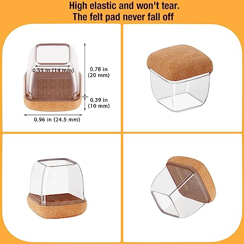 16-Pcs Square Silicone Chair Leg Floor Protectors, Thick & Durable | Protect Hardwood Floors from Scratches & Noise, Fit Dining Table & Bar Stool Legs (Fits 3/5" to 7/10") - size: S - 16 Pcs - Clear