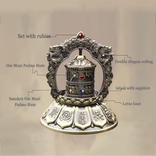 Solar-Powered Car Spinning Prayer Wheel - Silent Tibetan Buddhist Prayer Wheel Featuring Om Mani Padme Hum for Meditation and Yoga