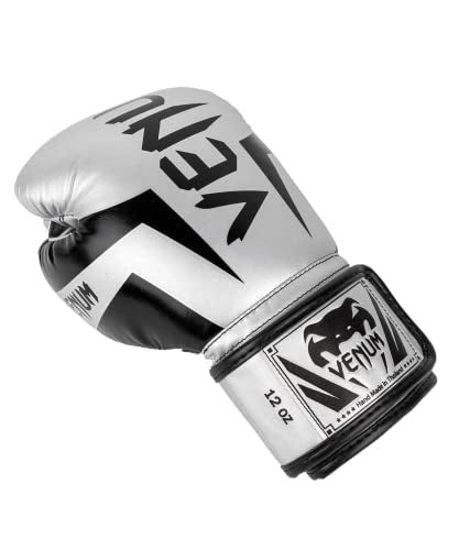 Venum Elite Boxing Gloves - color: Silver/Black, size: 10-Ounce