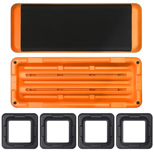 43" Exercise Aerobic Step Platform, Adjustable Fitness Stepper, with 4 Removable Risers for Home Gym Cardio Strength and Training - color: Orange