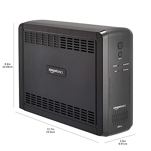 Amazon Basics UPS Battery Backup & Surge Protector, 1500VA/900W, 10 Outlets, Line Interactive Uninterruptible Power Supply with Sinewave Technology, Black - size: Line Interactive, style: 10 Outlet (1500VA)