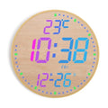 12" Large Digital Wall Mount Clock, Count Down Timer, Alarm, Big LED, 12 RGB Color, Temperature for Living Room Classroom Desk (Bamboo Elements) - style: Bamboo Elements