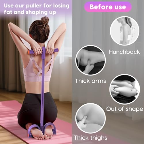 Resistance Bands with Handles, 6-Tube Elastic Pedal Resistance Band for Working Out, Durable Natural Rubber Exercise Bands, Multifunction Exercise Equipment for Abdomen, Waist, Arm, Leg Stretching - color: Full purple