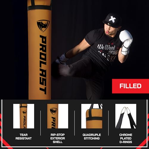 Heavy Punching Kicking Bag for Adults, Boxing, MMA, Martial Arts, Muay Thai, Strength Training Equipment, Filled/Unfilled, 6ft, 150 lbs, Special Edition Logo - color: Brown / Black, size: Filled