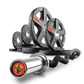 XMARK Olympic Weight Set | TEXAS STAR Weight Set Rubber-Coated Olympic Weight Set With XMARK BLACKSMITH Barbell Bar, Barbell Weight Set, Weights, Barbell - color: 06) CURL BAR & 95 lb Weight Set