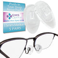 GMS Optical Push in Silicone Nose Pads for Glasses | 15mm Medium, 8.2mm Wide Width | Non Slip Nose Grips, Eyeglass Accessories for Glasses & Sunglasses, Provides Comfort & Stability (5 Pairs, Clear) - size: (M) 15mm - 5 Pairs
