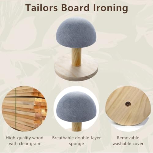Bra Wooden Ironing Board Tabletop Small Round Base Padded Mini for Bras,Hats,Shirts,Collars,Kids Clothes Sewing Dorm Travel,Grey - size: small round