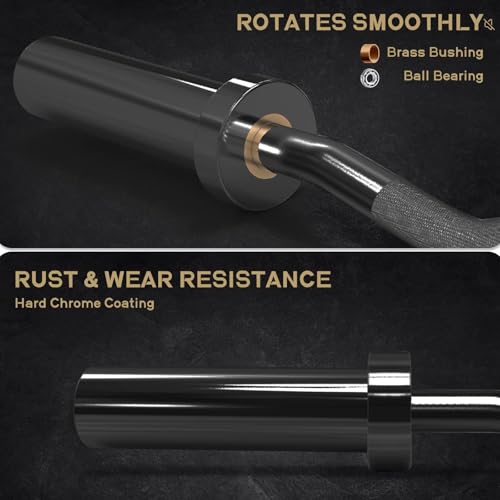 RitFit 2 Inch EZ Curl Bar with Weights, 350LBS Weight Capacity Olympic Curl Barbell for Bicep, Tricep and Weight Lifting Exercises - style: Black (with 85LB Weights and Collar)