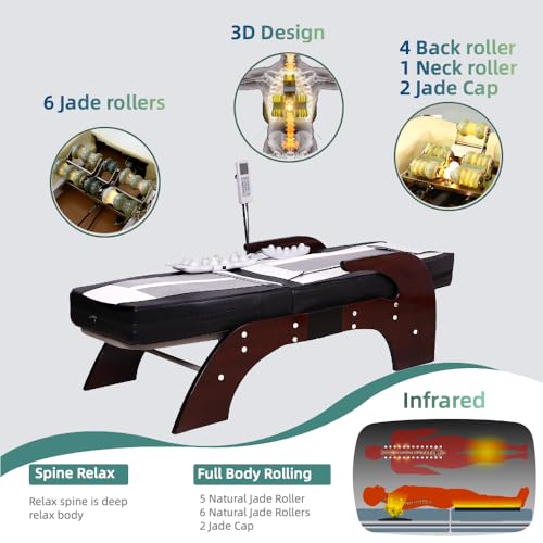 Far Infrared Thermal Therapy Full Body Neck Spine Leg Acupressure Electric Automatic Jade Roller Massage Bed Table -Tourmaline Jade Massage Bed