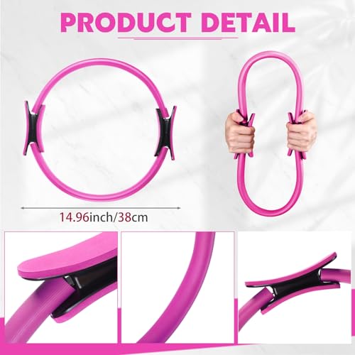 Syhood Pilates Ring 11. 81 Inch Pilates Circle Yoga Ring Magic Lightweight Flexible Workout Equipment for Fitness Physical Therapy Resistance Exercise Arms Legs - color: Pink,Purple
