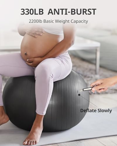 Trideer Yoga Ball for Exercise, Pilates, Core & Balance Training, Stability Ball for Pregnancy & Birthing Prep, Physical Therapy, Daily Stretching, Office Chair for Active Sitting, Quick Pump Included - color: Black, size: XL(27-30ines/68-75cm)