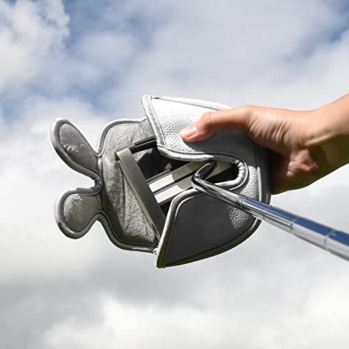 BigTeeth Golf Mallet Putter Head Cover Golf Club Protector Fit for Odessey Backstryke Centre Shaft Putter - color: White