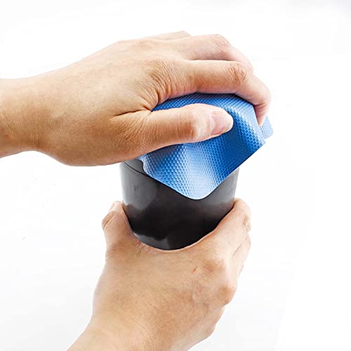 Jiozermi 4pcs Rubber Jar Opener Gripper Pads, Blue and Grey | Anti-Slip, Multi-Purpose, Kitchen Coasters, Bottle Lid Openers - color: Round Grey+Square Blue