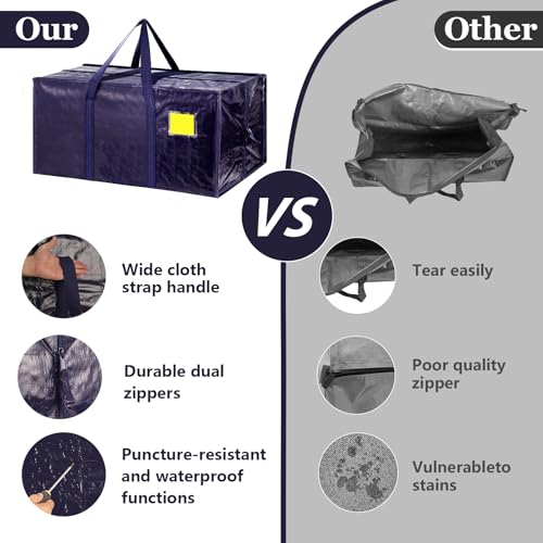 12 Pack Moving Bags with Full-Open Side Zipper, Extra Large 93L Heavy Duty Waterproof Foldable Storage Totes for College Dorm, Moving & Home OrganizationDarkBlue - color: DarkBlue, size: 12Pack
