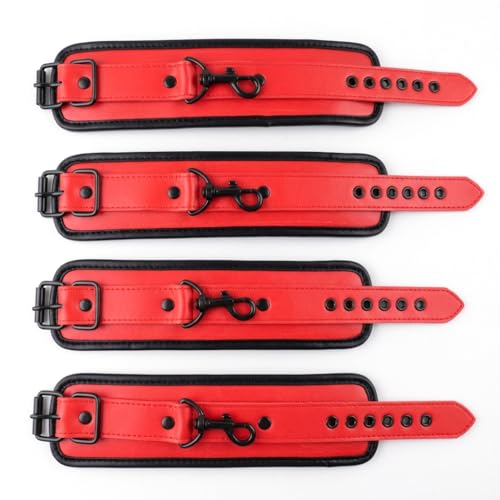 Spreader Bar Heavy Duty Stainless Steel Expandable Silver Bar Home Gym with 4pcs Furry Purple Adjustable Straps,Sports Aid Training Fitness Gear Pilates Aid Kit - style: Black+Red-Cushioned