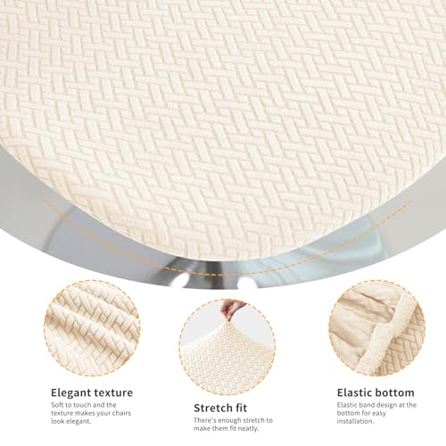 Gollense Bar Stool Covers with Backs, Set of 4 Stretch Jacquard Barstool Seat Covers, Washable Swivel Pub Counter Height Chair Slipcover Protector for Home Kitchen Cafe (T-Shaped Jacquard-Beige) - color: T-shaped Jacquard-beige