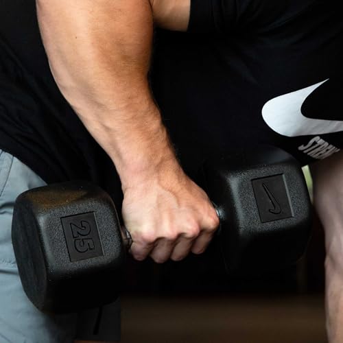 Nike Rubber Hex Dumbbell Pair - color: Black / White, size: 20 lb