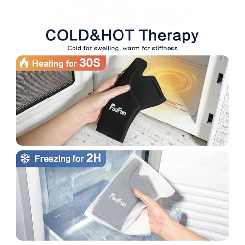 Wrist & Thumb Ice Pack Wrap- Upgraded Reusable Hot Cold Compress Hand Ice Pack for Carpal Tunnel Pain Relief, Tendonitis, Sports Injuries Swelling,Man&Woman, Size S/M,Black