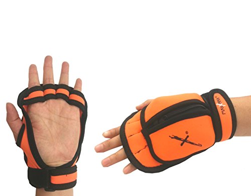 MaxxMMA Adjustable Weighted Gloves, 2 lb. Set - Removable Weight (2 x 0.5 lb. Each Glove) for Sculpting MMA Kickboxing Cardio Aerobics Hand Speed Coordination Shoulder Strength - color: Orange