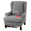 Granbest Premium Water Repellent Wingback Chair Cover 2-Piece High Stretch Jacquard Fabric Wing Back Chair Slipcovers (Wing Chair Cover, Light Gray) - color: Light Gray