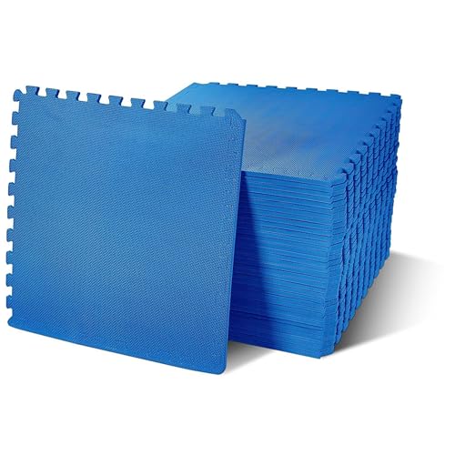 Elevon Puzzle Exercise Gym Flooring Mat, EVA Interlocking Foam Tiles Workout Mat for Home Gym, Fitness Equipment, MMA, Gymnastics, Shock-Absorbing Exercise Mat, Multi-Color - color: Blue, style: 1/2"Th, 36 Tiles (144 Sq Ft)