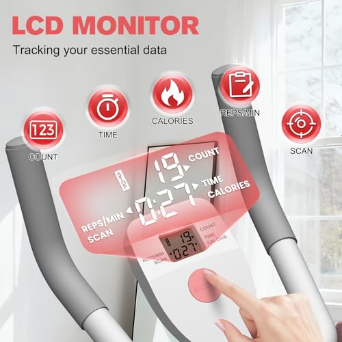 DERACY Ab Workout Machine Adjustable Ab Trainer Abdominal Trainer for Home Gym Foldable Ab Crunch Machine for Core 440 LBS - color: White