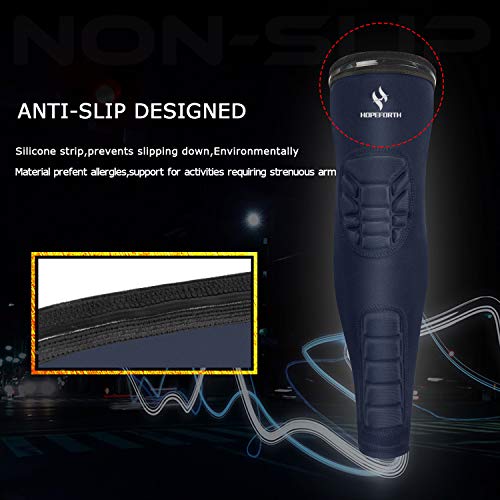 2PCS Padded Elbow Forearm Sleeves Compression Arm Protective Support - color: Navy Padded Elbow Forearm, size: X-Large