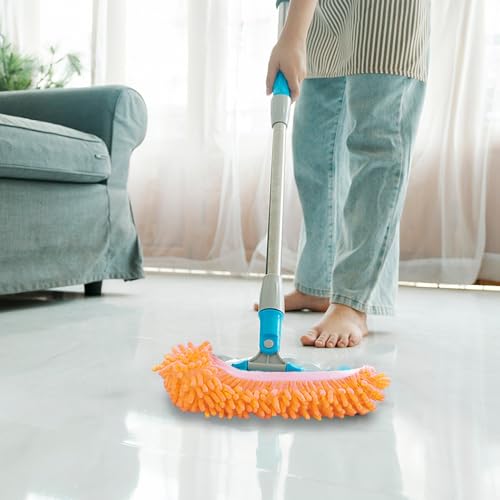 2 Pcs Orange Color Mop Slippers,Mop Pads for Floor Cleaning Microfiber Cleaning Soft Washable House Slipper - color: Orange Color