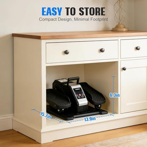 TABEKE Under Desk Elliptical Machine, Electric Ellipse Leg Exerciser | for Senior with Remote Control & 12 Speeds, Portable Quiet Electric Seated Pedal Exerciser for Home with Display