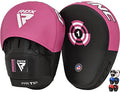 RDX Boxing Pads Focus Mitts, Maya Hide Leather Curved Hook and Jab Target Hand Pads, Great for MMA, Kickboxing, Martial Arts, Muay Thai, Karate Training, Padded Punching, Coaching Strike Shield - color: Pink
