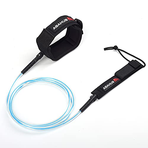 Abahub Surfboard Leash, 6/7/8/9/10 ft Straight Legrope Strap for Boards | Premium Surf Leash,Shortboard,Longboard,Durable,Tangle Free,Anti-Slip - color: Clear Blue Core, size: 8ft & 7mm