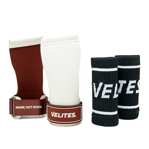 Velites - Official Crossfit® Games Quad Ultra Grips - No Chalk and Smooth Bars - Wristbands and Carry Bag Included - Pull-ups, Muscle-ups and Toes to bar - color: White, size: X-Large