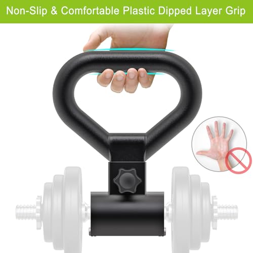 SELEWARE Dumbbell Converter, Steel Dumbbell to Kettlebell Converter Handle | Versatile Kettlebell Handle with Non-Slip Ergonomic Grip for Home Gym Weight Lifting, Fits Most Dumbbells Up to 100lbs