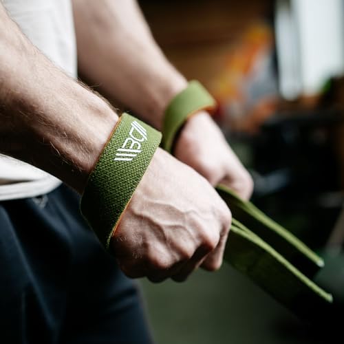 WARM BODY COLD MIND V2 Lifting Wrist Straps for Weightlifting - Hand Straps for Powerlifting, Weight Lifting, Bodybuilding Functional/Cross Training, Deadlift Gym Bar, Cotton - color: PRO Khaki