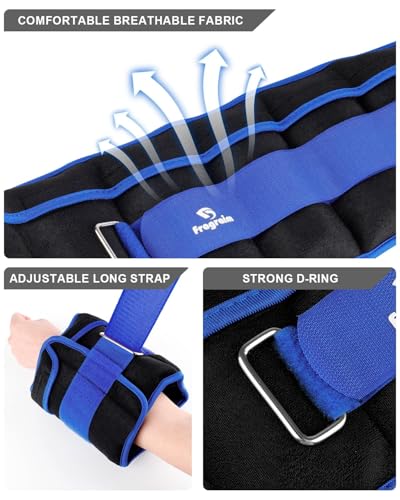 Fragraim Adjustable Ankle Weights 1-3/4/5/6/8/10/12/15/20 LBS Pair with Removable Weight for Jogging, Gymnastics, Aerobics, Physical Therapy - color: Blue, style: 2.5 lbs each( 5 lbs pair)