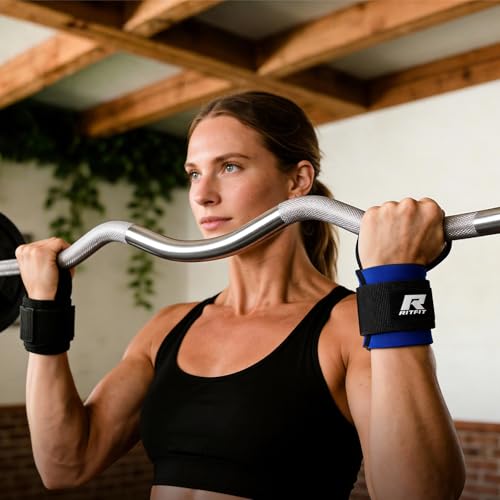 RitFit 2 Inch EZ Curl Bar with Weights, 350LBS Capacity Olympic Barbell for Bicep & Triceps, Home Gym Strength Training - style: Silver(with 85LB Weights,Collar and wrist)