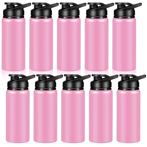 CHENGU Water Bottle Bulk 20 oz Aluminum Reusable Bottles Lightweight Snap Lid Water Cups Easy Carry Leak Proof Travel Tumbler for Gym Sports Camping Hiking Fishing - color: Pink