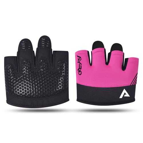 AYRO Workout Gloves for Men & Women, Minimal Short Partial Gym Gloves, Weight Lifting Gloves with Full Palm Protection, Extra Grip Pads & Hand Support for Training & Fitness - color: Pink, size: X-Small