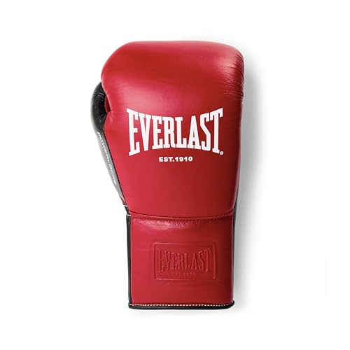 Everlast Powerlock OG Pro Training Boxing Gloves | Lace Up - color: Red/Black, size: 14oz