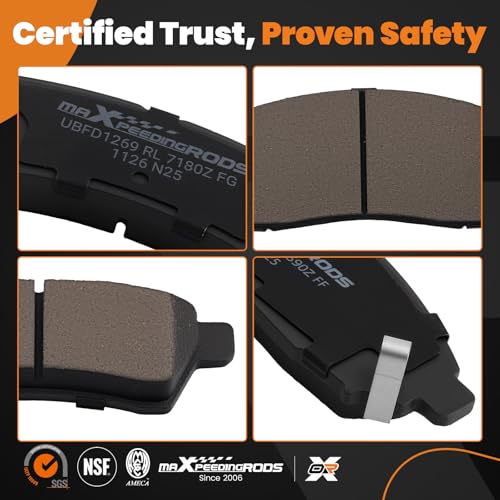 maXpeedingrods D1100 P-1100 Front Rear Brake Pad Set for Nissan Frontier 2005-2019, Xterra 2005-2015, for Suzuki Equator 2009-2012 P1100 - size: D1100&P-1100