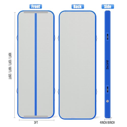 IBATMS Inflatable Gymnastics Mat 10/13/16/20ft, Air Tumbling Mat Track - color: Light blue, size: 10ft(3x0.9x0.1m)