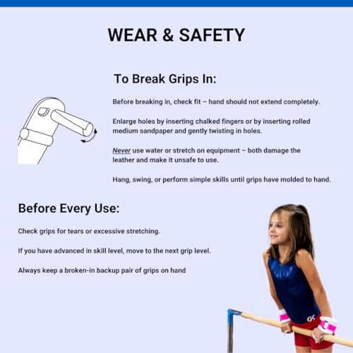 Gibson Athletic Rainbow Gymnastics Grips for Beginners, Unisex Durable Leather Grip, Hook & Loop Closure for Secure Grip & Wrist Support, Athletic Grip & Hand Protection for Young Gymnasts Made in USA - color: Black, style: Medium