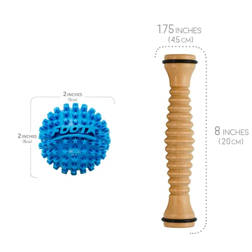 Body Back FSA Eligible Wooden Foot Roller & Foot Star® Massager Ball Bundle - Plantar Fasciitis Relief, Deep Tissue Foot Pain & Arch Massager, Myofascial Release - style: Bundled