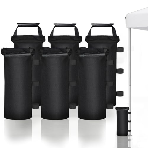 Canopy Weights Sand Bags for Weight Windproof Pop up Canopy Tent -(No Sand)-6 Pack-168LBS - color: Black(6 Pack)
