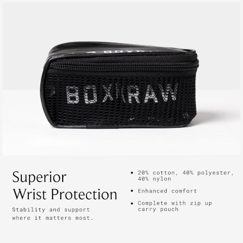 BOXRAW Boxing Hand Wraps - Hand Wraps for Boxing & MMA - Professional Elasticated Bandages with Wrist Support - Quick and Easy Application - Free Carry Case