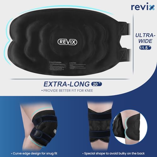 REVIX 20'' XXXL Reusable Ice Knee Wrap for Meniscus Tear and Arthritis, Extra Large Cold Therapy Gel Pack for Knee, Back, Shoulder Relaxation and Post-Workout Recovery, Soft Plush Lining Cold Pack - style: Black-1Pack