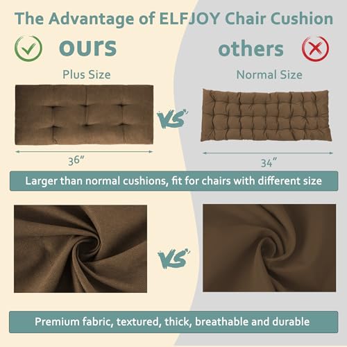 ELFJOY Non Slip Tufted Bench Cushion for Indoor Furniture 34"x16" Coffee | 3.5" Thick, Soft and Breathable Fabric, Skin-Friendly, for Dining Entryway Window Storage Bench, Comfort for Long Sitting - color: Coffee