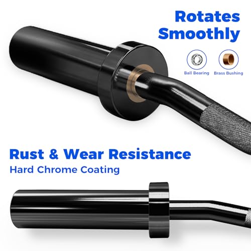 RitFit 2 Inch EZ Curl Bar with Weights, 350LBS Capacity Olympic Barbell for Bicep & Triceps, Home Gym Strength Training - style: Black(with 35LB Weights,Collar and wrist)